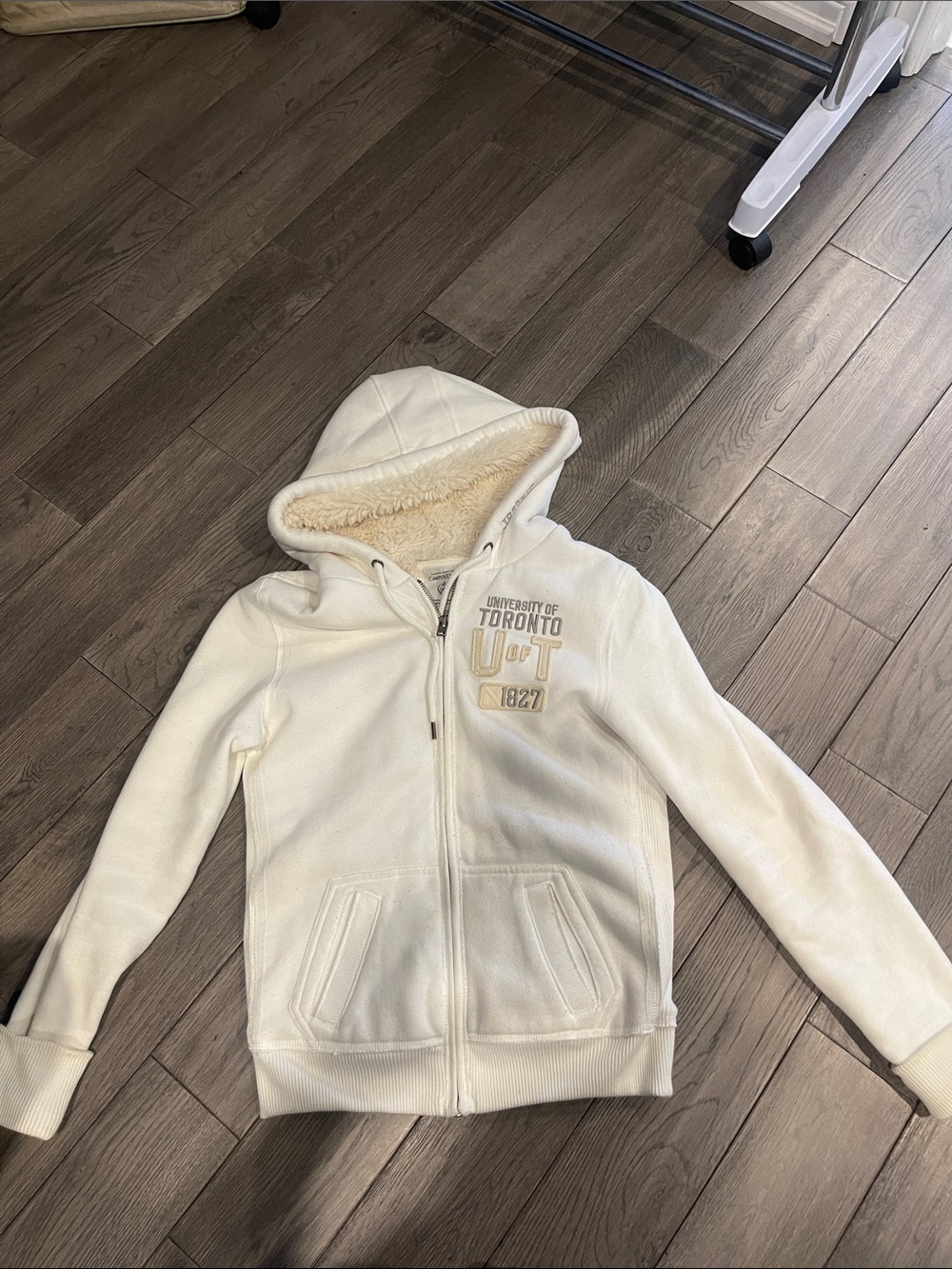 University of Toronto Cream Sherpa-Lined Hoodie Jacket